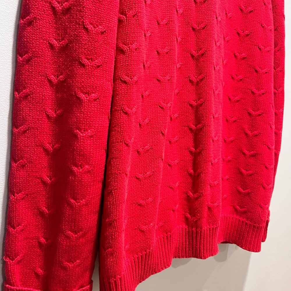 Women's Red Vintage Charter Club, Large Size Button‎ Cardigan.100% Cotton - Picture 9 of 10